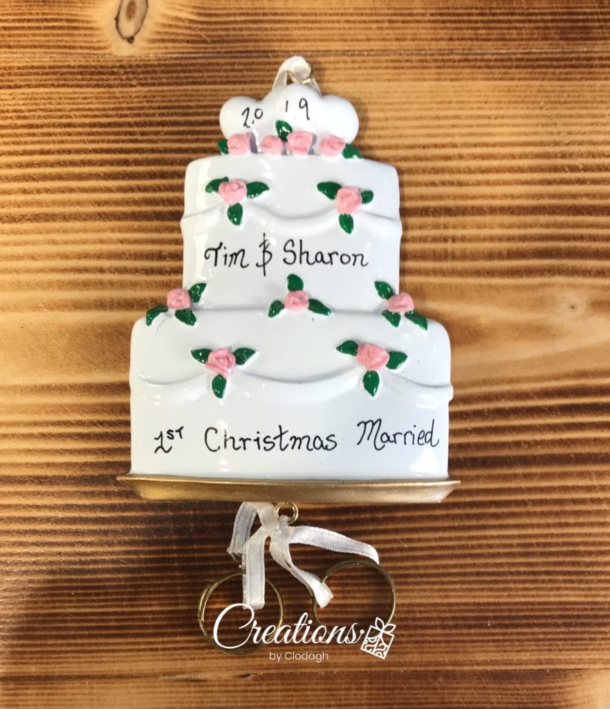 1st Wedding Cake Rings Personalised Christmas Ornaments