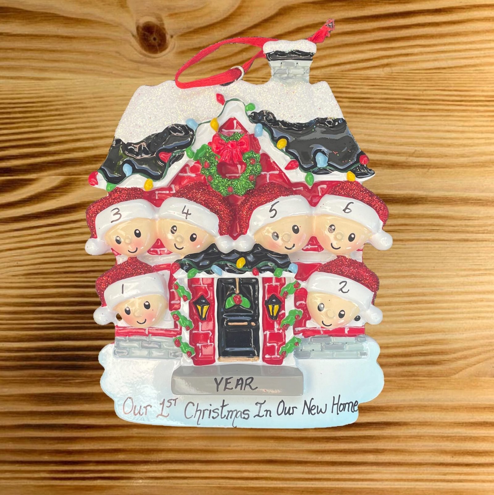 Red House Family 6 Personalised Christmas Ornament Creations by Clodagh