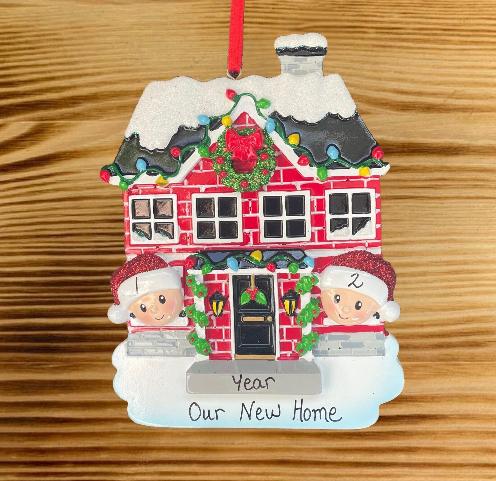 Red House Family 2 Personalised Christmas Ornament Creations by Clodagh